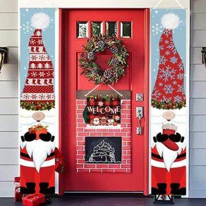 Gnome Christmas Door Decorations 2pc Outdoor Xmas Porch Yard Signs Holiday Decor